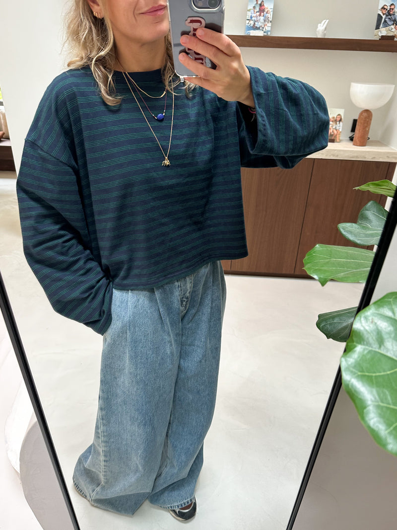 Dore crop tee women - Navy/green