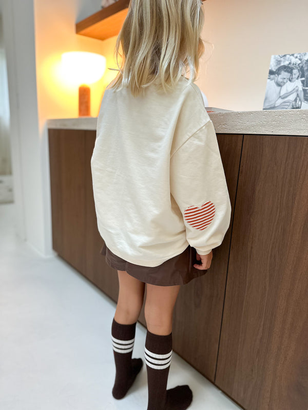 Heart patch sweatshirt - Cream