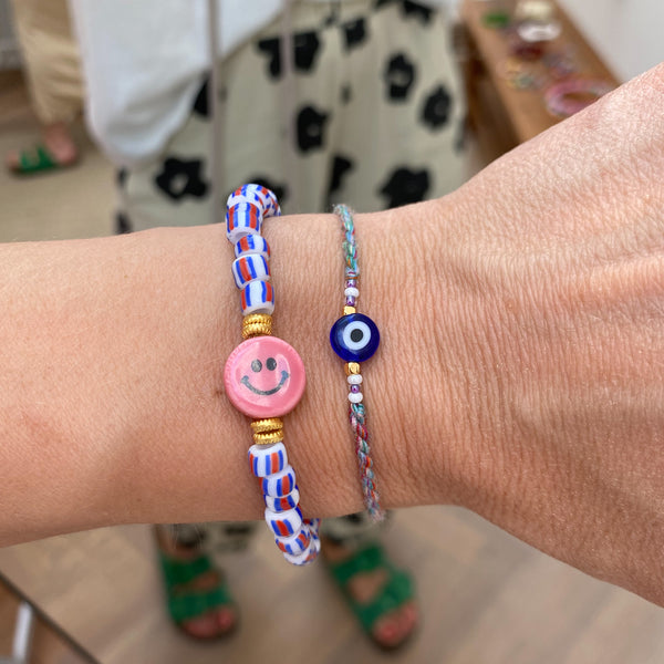 Smiley beads bracelet  - Pink