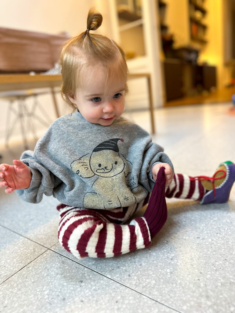 Fleeced terry elephant sweatshirt - Grey melange