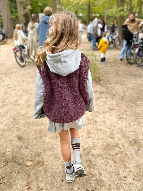 Hoktown pile vest kids - Burgundy melange