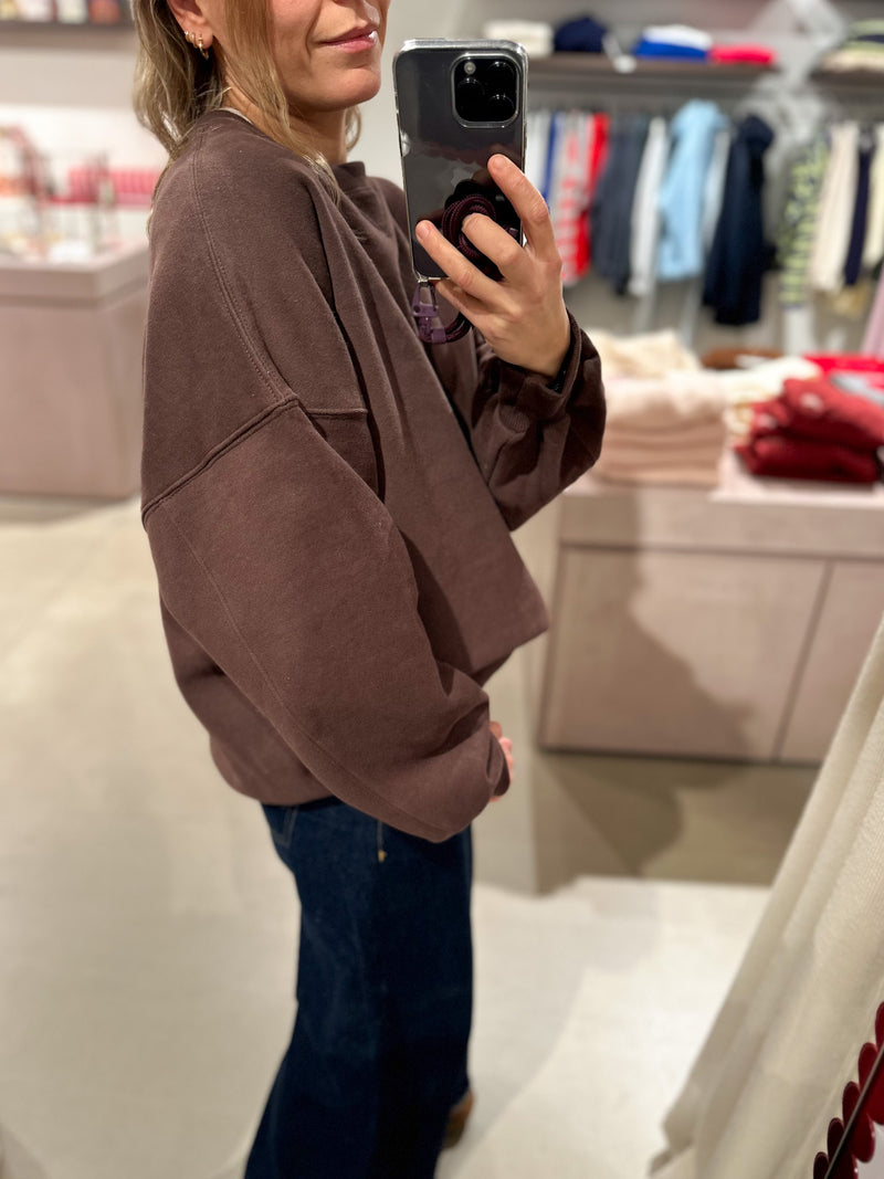 Oversized crewneck sweatshirt - Chocolate brown