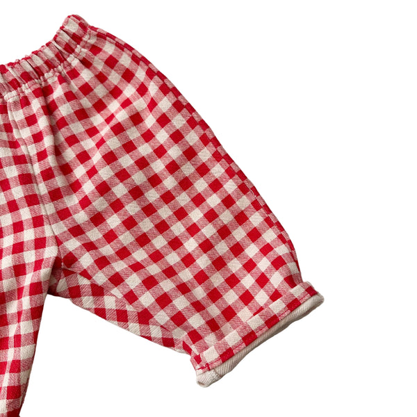 Check chino pants - Cream/red