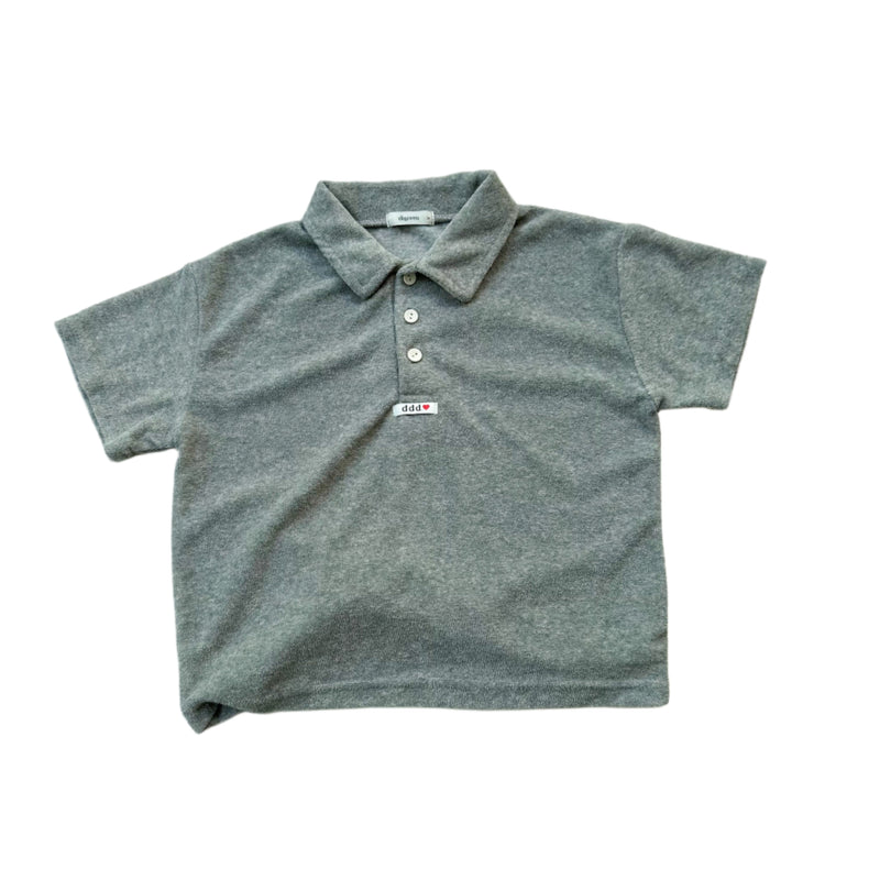 Terry polo tee - Grey melange