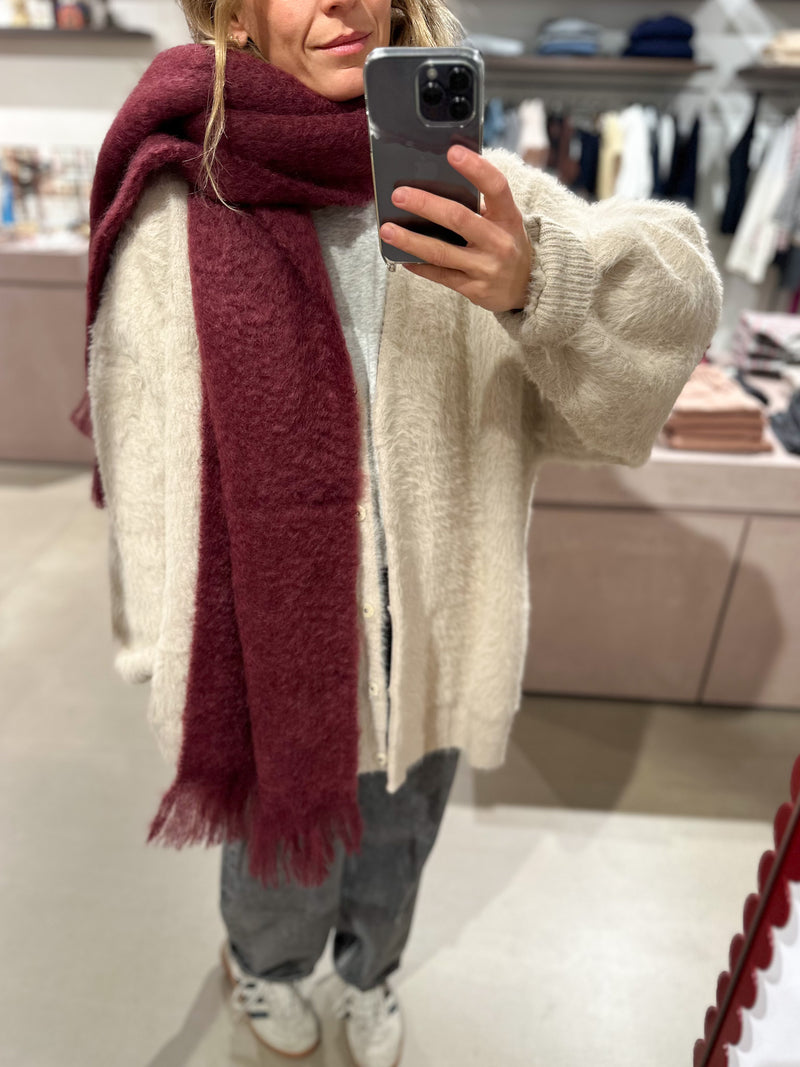 Solid mohair wool scarf - Burgundy