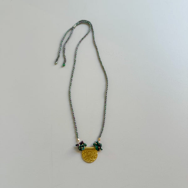 Medallion x onyx rope necklace - Green mix