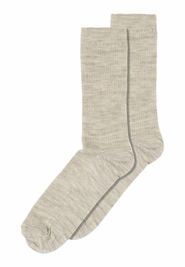 Fine wool rib socks - Beige melange