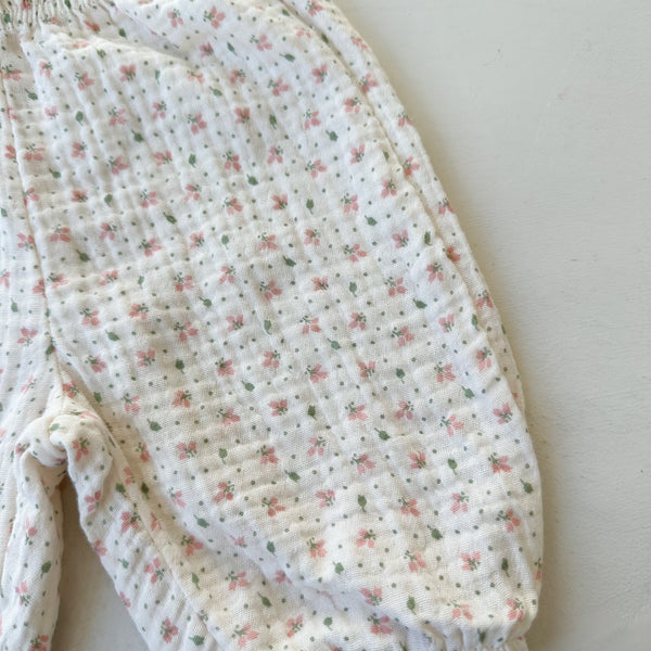 Flower muslin pants - Pink flower