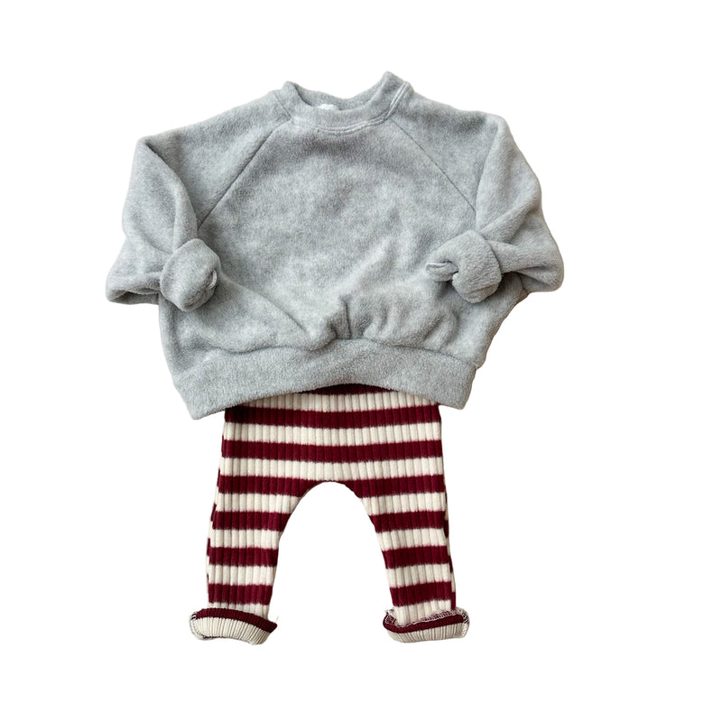 Riri soft stripe leggings - Wine/cream