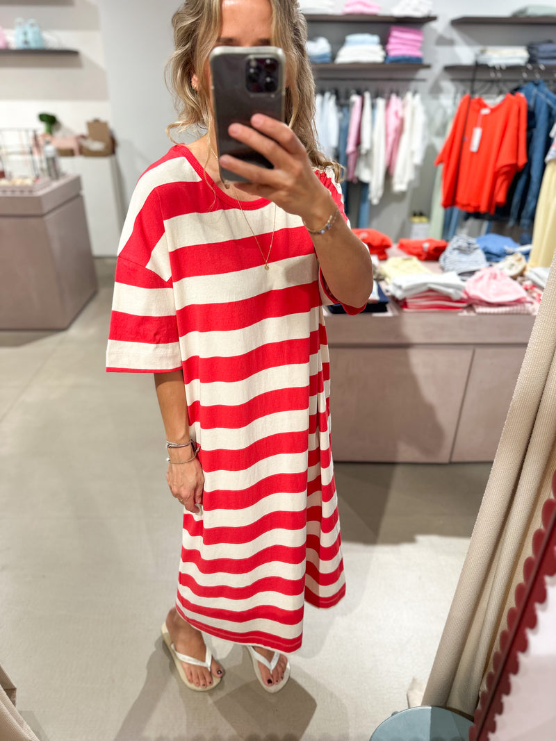 Oversized tee dress - Red stripes