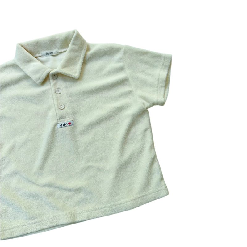 Terry polo tee - Cream