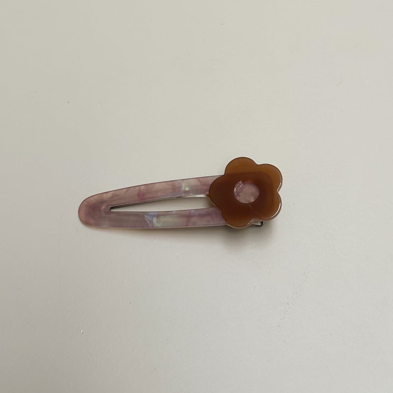 Big flower hair clip - Pink/brown