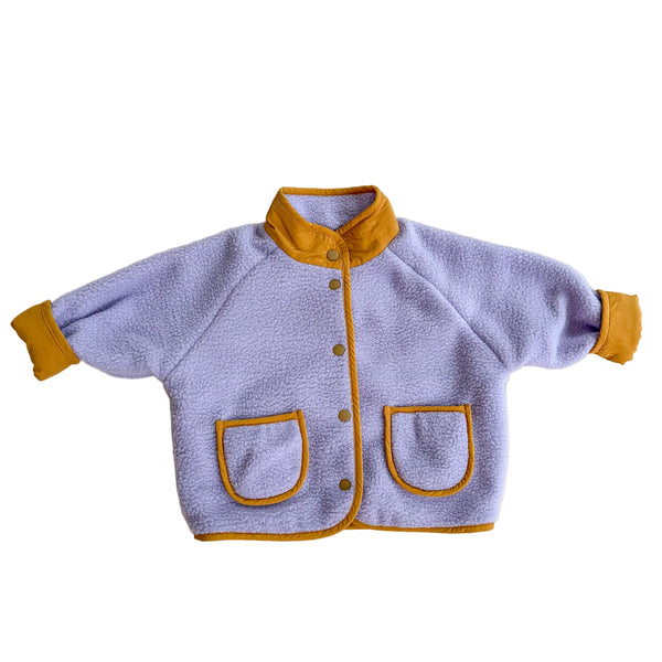 Reversible pile jacket - Lilac/yellow