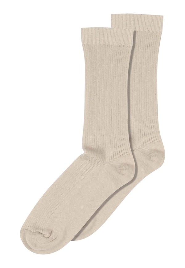 Fine cotton rib socks - Ecru