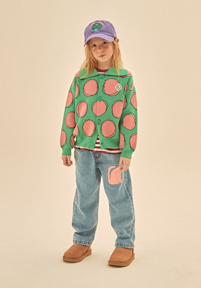 Pink cat denim pants - Washed blue