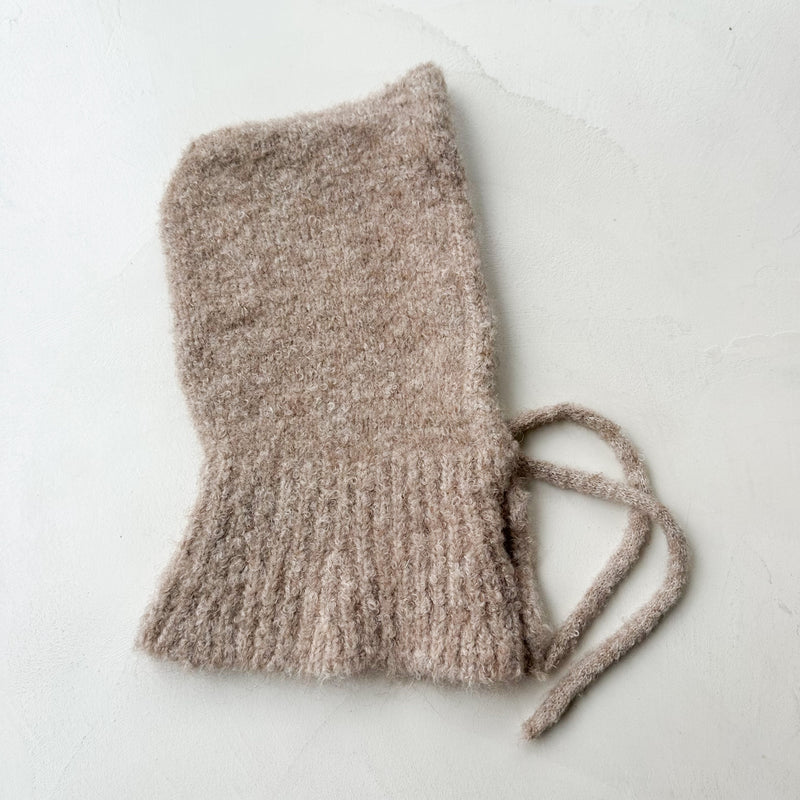 Bouclé button balaclava - Beige melange