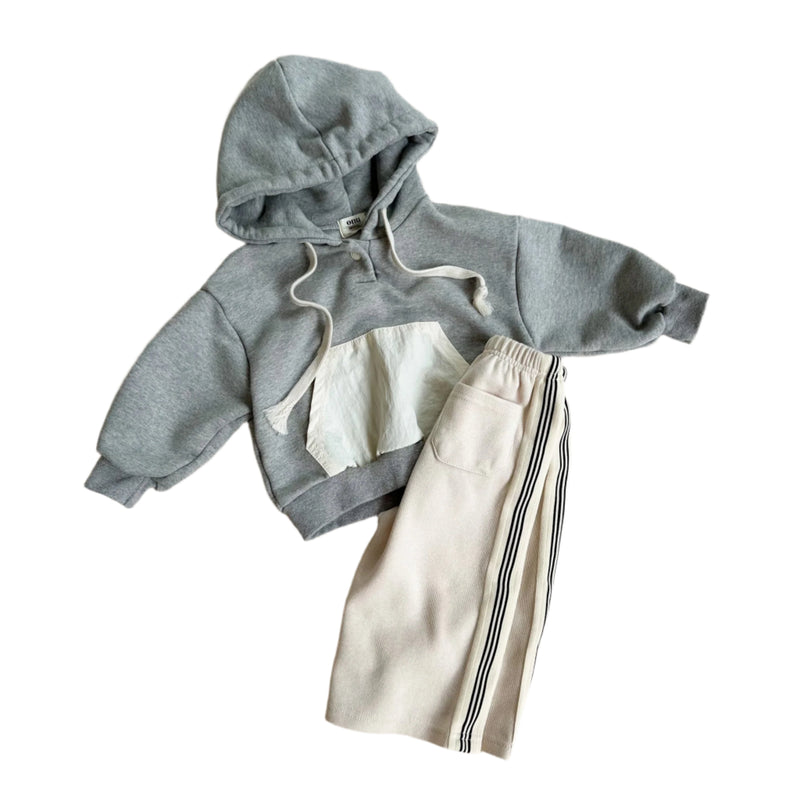 Button hoodie - Grey melange