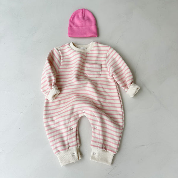 Striped sweater onesie - Pink