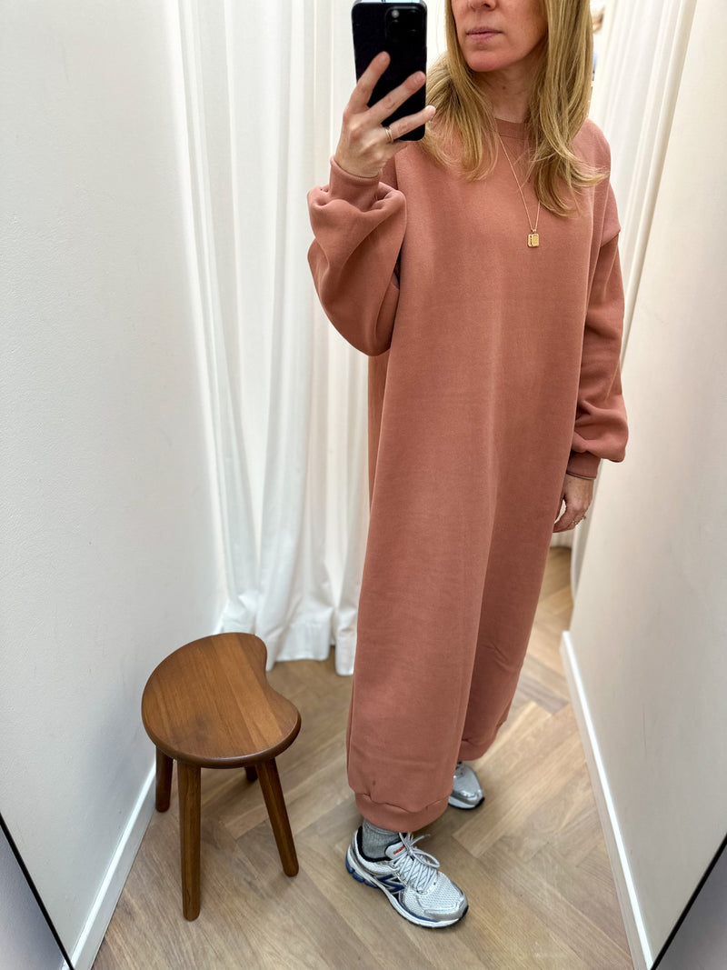 Long fleeced sweater dress - Hazelnut
