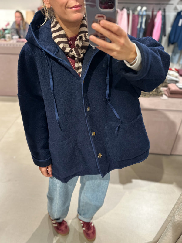 Wool mix hoodie jacket - Navy