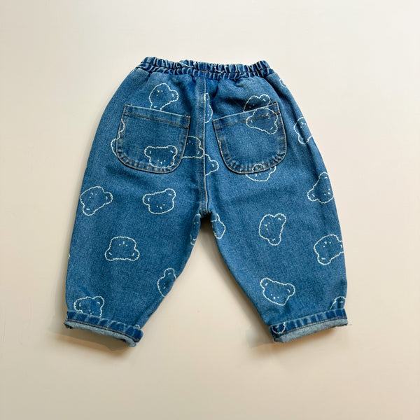 Bear baggy denim pants - Blue