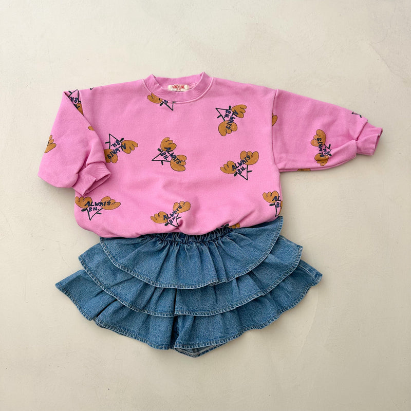 Ellie ruffle shorty skirt - Blue denim