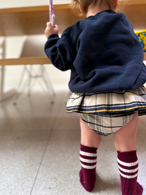 Tartan ruffle bloomer - Navy