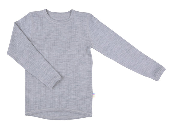Merino wool rib tee - Grey melange