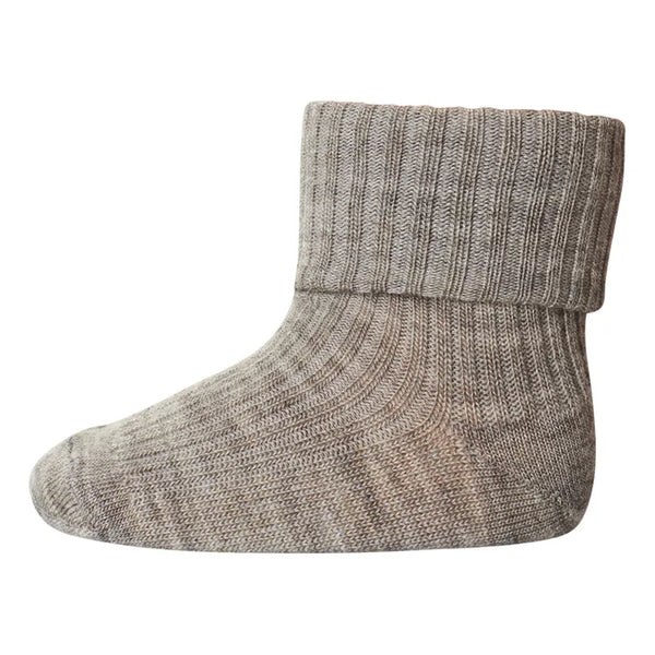 Wool rib socks - Beige melange