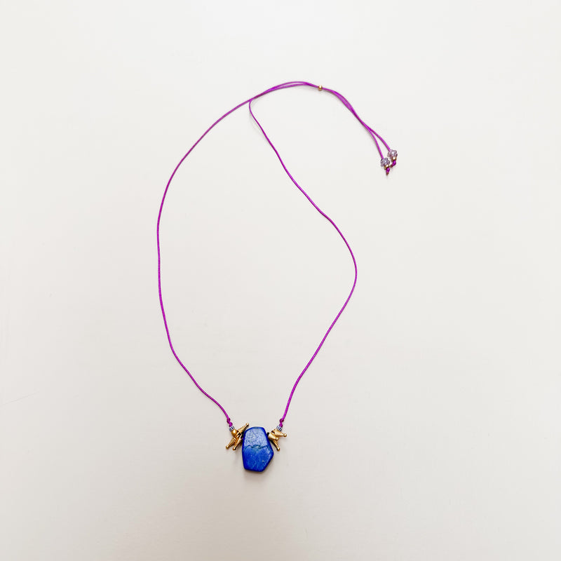 Long stone necklace - Blue