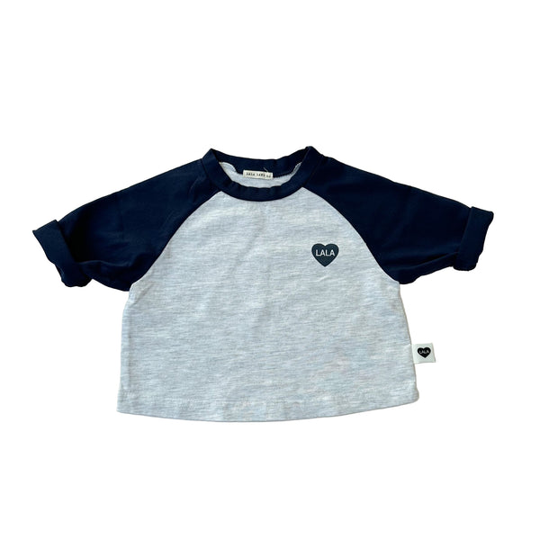 Bebe heart raglan tee - Navy/melange