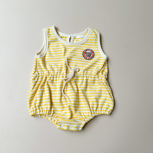 Striped onesie with patch - Yellow