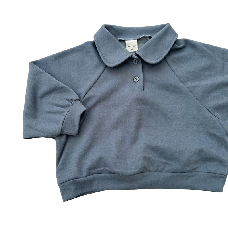 Casual polo sweatshirt - Washed blue