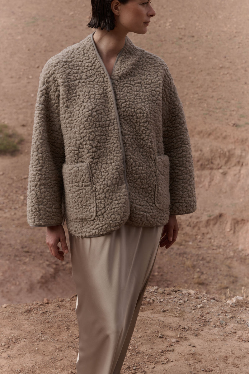 Anay wool teddy jacket - Taupe