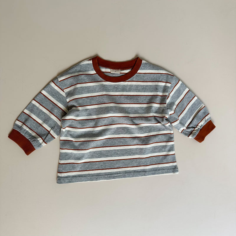 Multistripe tee - Grey melange/rust