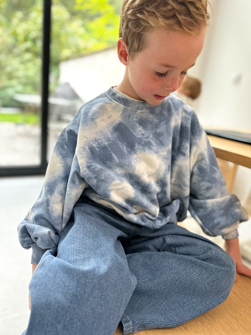 Slash denim pants - Fine stripes