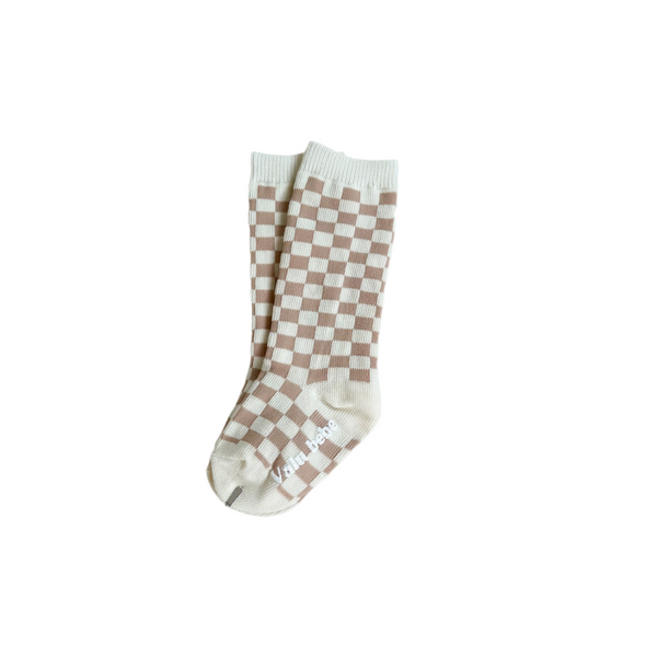 Checkered knee sock - Beige