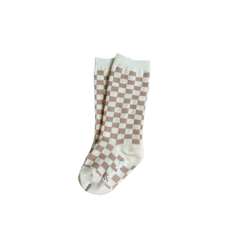 Checkered knee sock - Beige