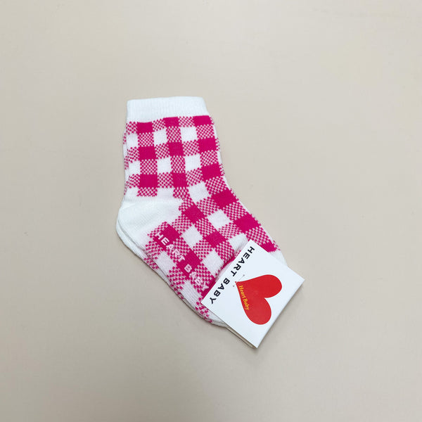 Cotton check socks - Pink