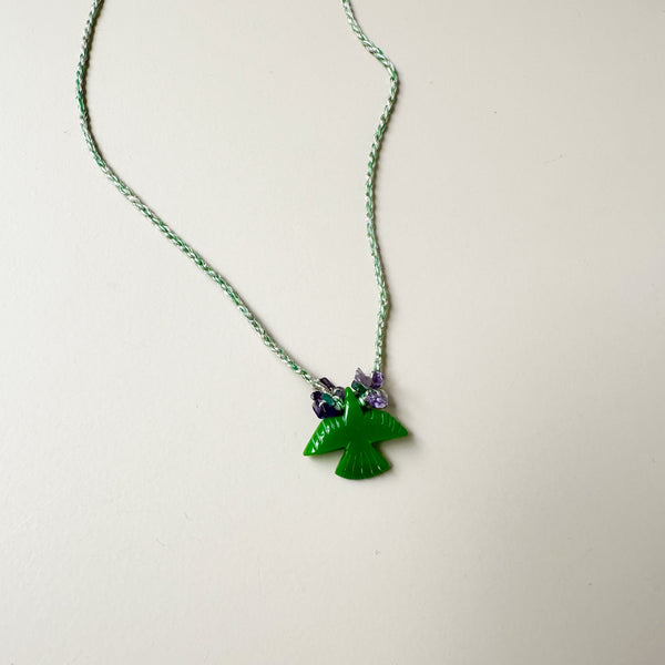 Bird x stones necklace - Green