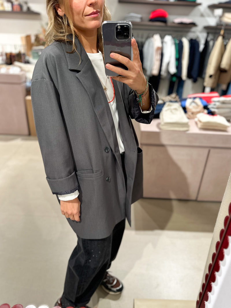 Oversized blazer jacket - Dark grey melange