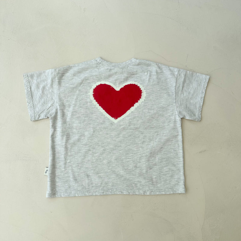 Heart boxy tee - White melange