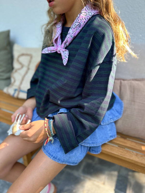 Dore striped crop tee - Navy