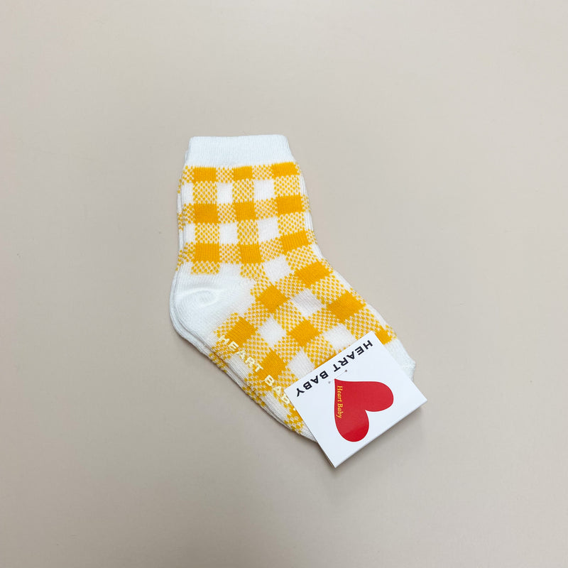 Cotton check socks - Yellow