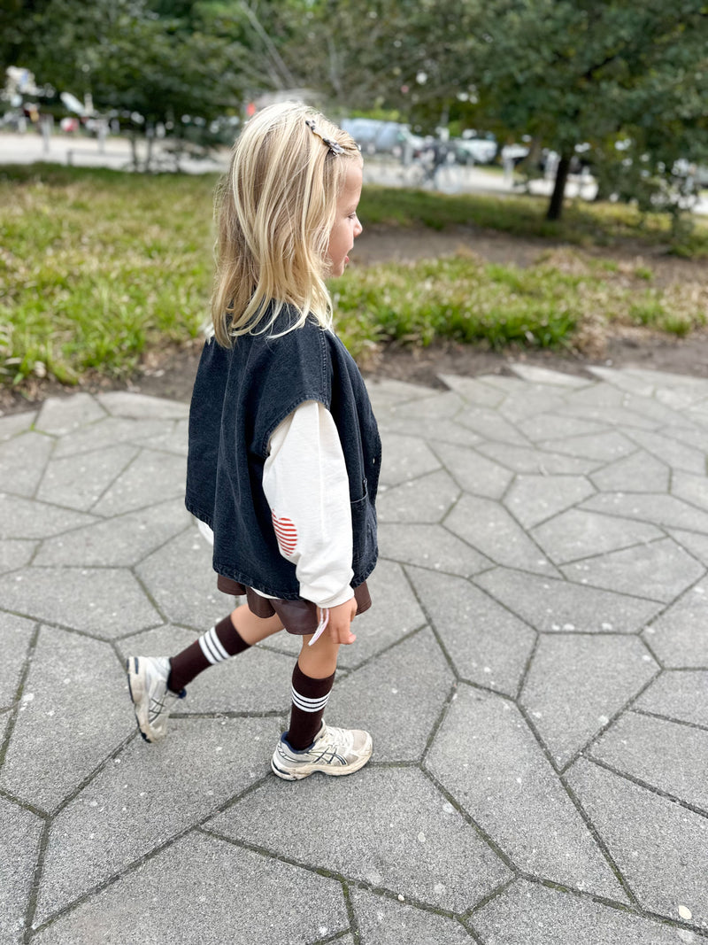 Square denim vest - Black washing