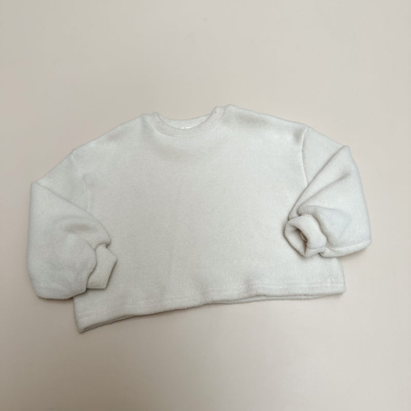 Soft fleece boxy sweater - Cream