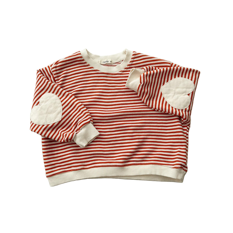Heart patch sweatshirt - Orange stripes