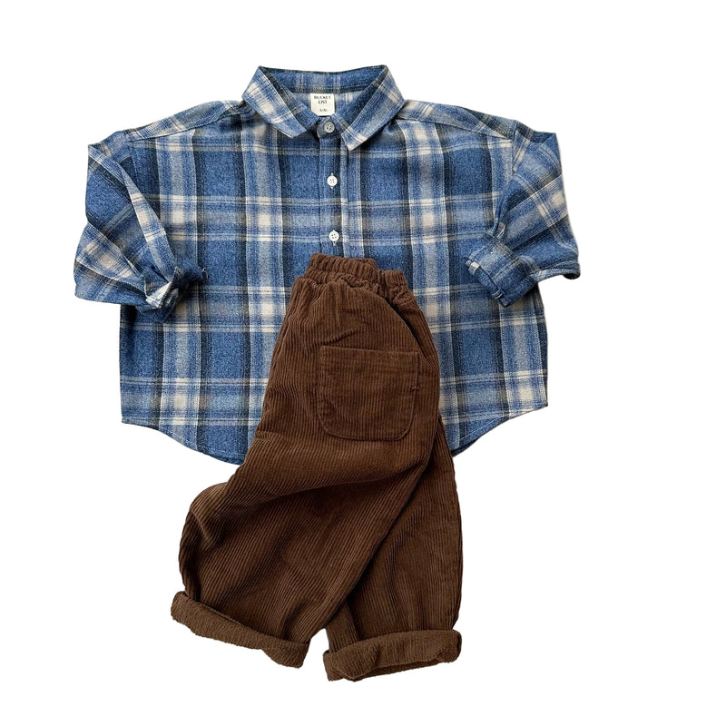 Flannel check overshirt - Blue mix