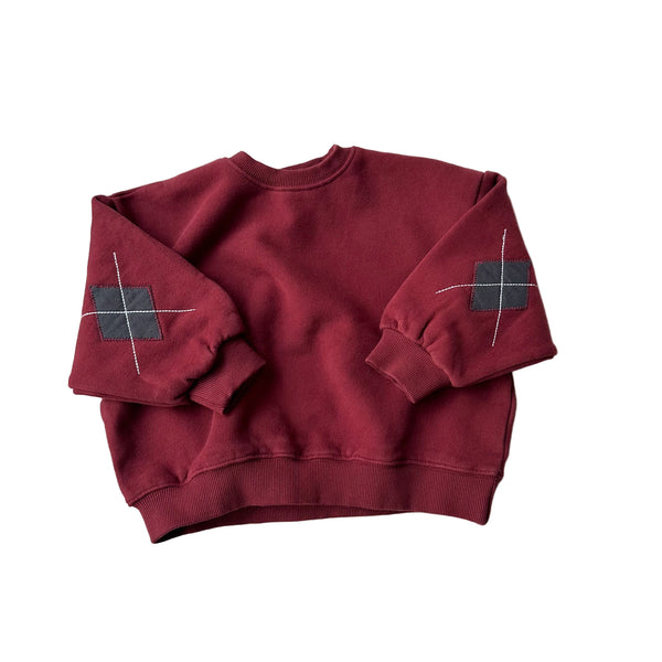 Argyle patch sweatshirt - Wine