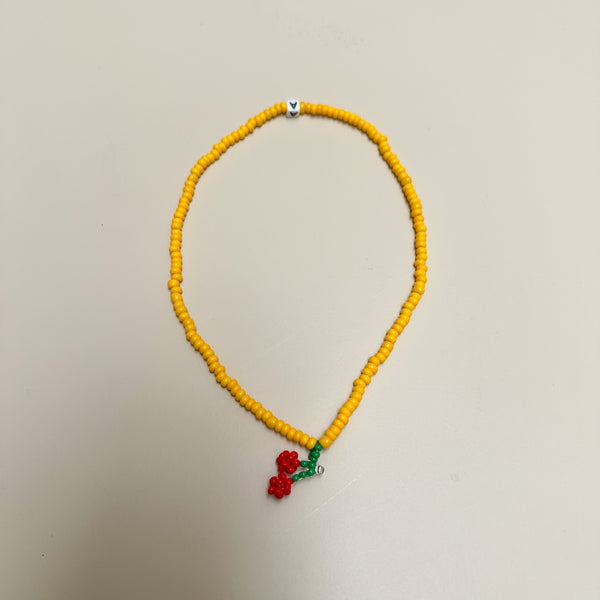 Beads cherry necklace - Yellow